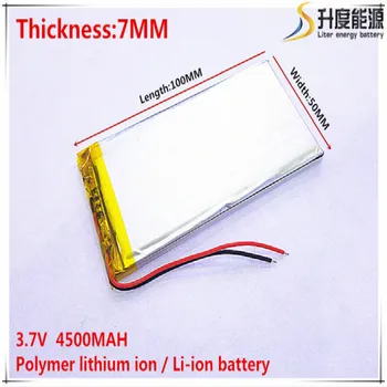 

Free shipping 1pcs/lot 7050100 3.7 V lithium polymer battery 4500 mah DIY mobile emergency power charging treasure battery