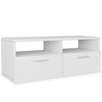 

Modern Versatile Matte White TV Cabinet Exquisite Durable Living Room Home Practical Furniture With 2 Open Shelves 2 Cabinets