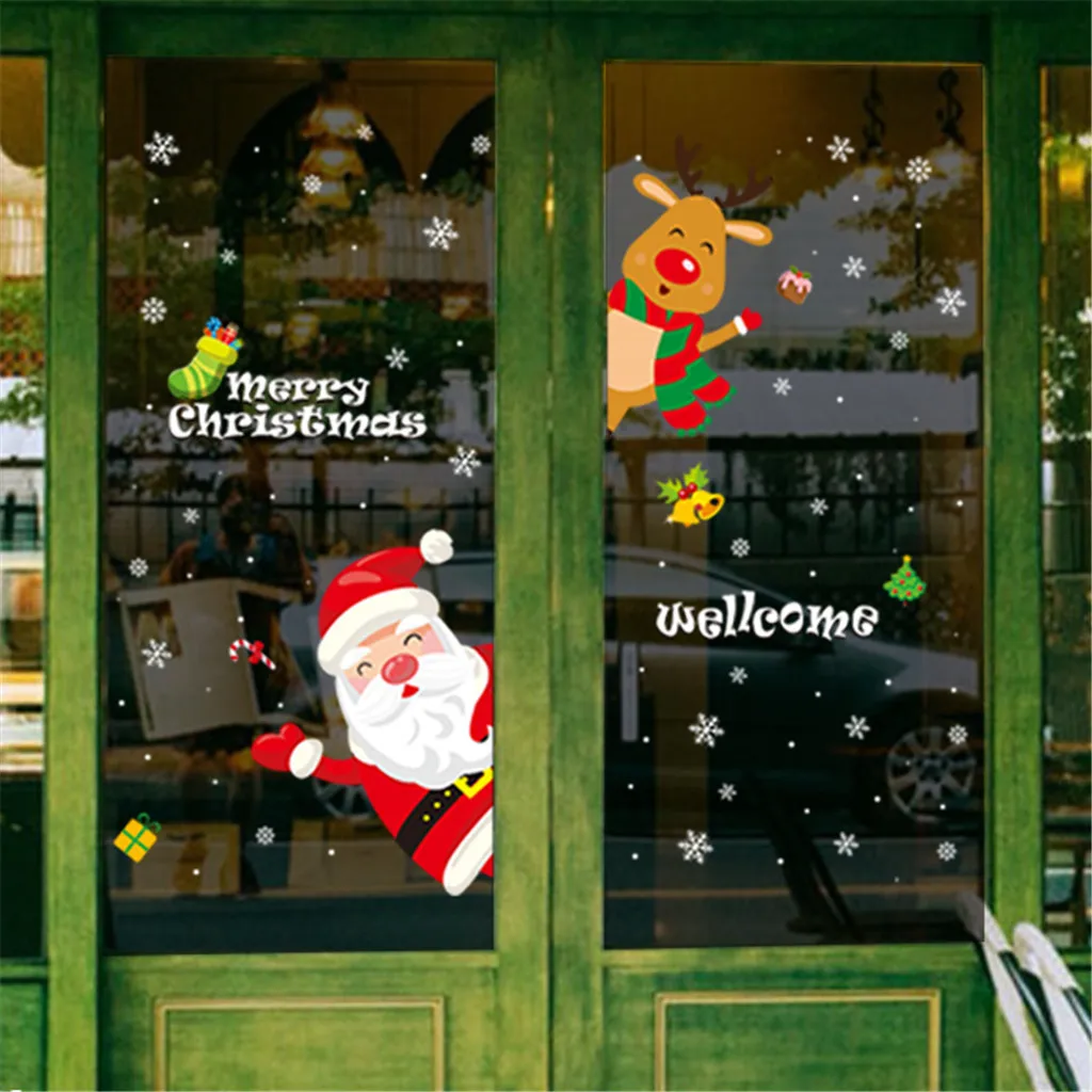 Merry Christmas домашняя Наклейка на стену комнаты Фреска Декор Наклейка съемное украшение магазин окно торгового центра стеклянная наклейка#45