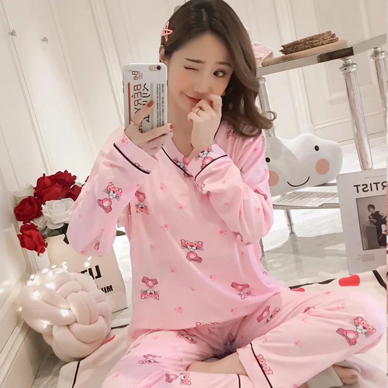 

Spring Summer Qmilch Pregnant Women Pajamas Buru Yi Pure Cotton Confinement Clothing Long-sleeve Suit Nursing Nursing Clothes Re