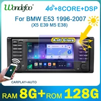 WONDEFOO-reproductor multimedia con android 10 y navegación GPS para BMW, autorradio estéreo 2 din con reproductor de vídeo, Sistema Inteligente Carplay, 8G, 128G, para BMW X5 E53 E39