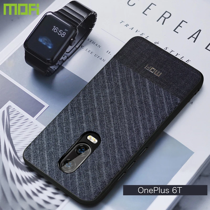 Oneplus 6T чехол Mofi One Plus накладка 1 + Задняя крышка темный цвет деловой костюм ткань