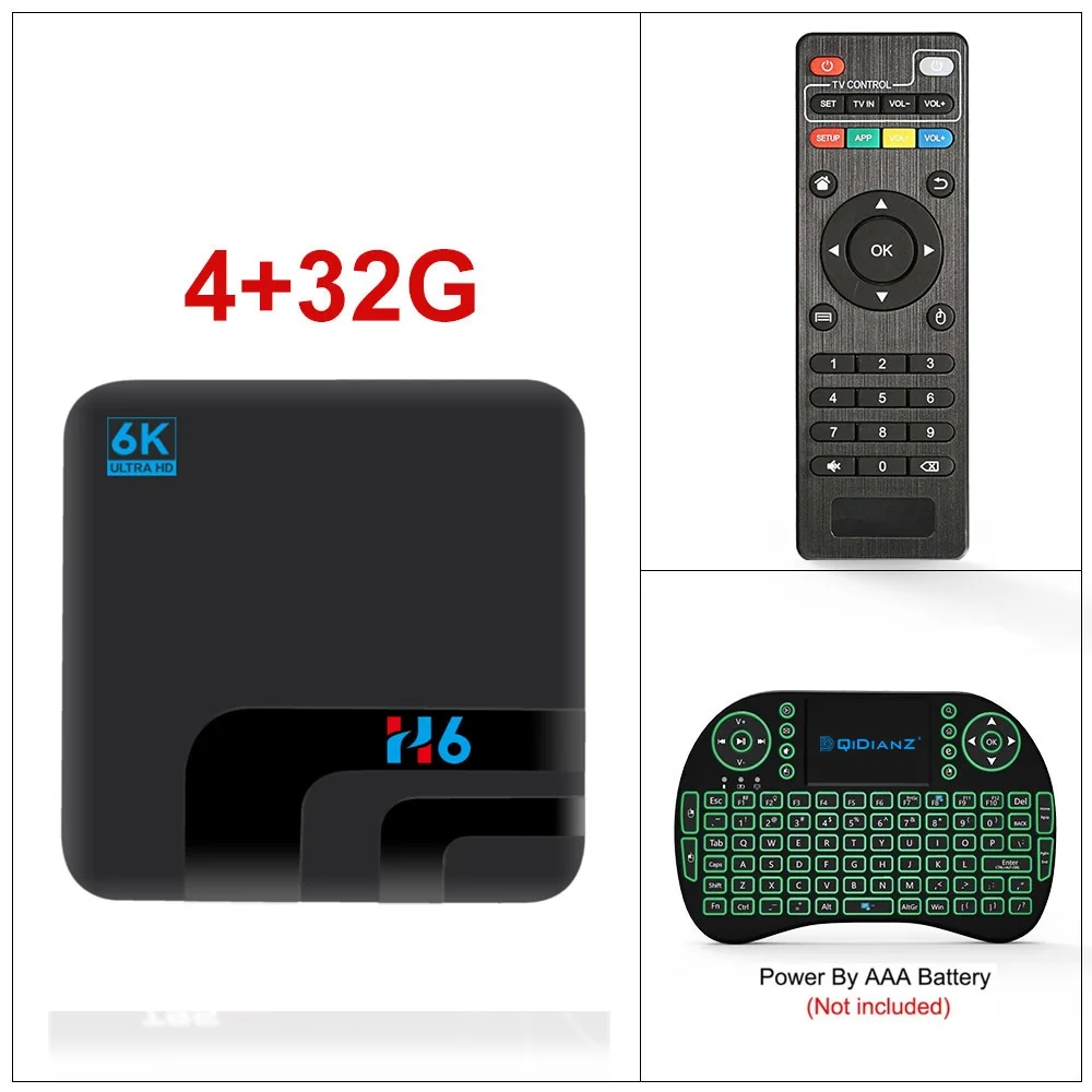 H6-4-32-MT12 ТВ приставка H6 Android 9,0 4 ГБ 32 ГБ 6K Смарт ТВ приставка WiFi 2,4G/5G медиаплеер - Цвет: H6-4-32-MT12