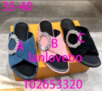 

Top brand classic diamond buckle slippers broadband design with crystal fastener fashion women slippers