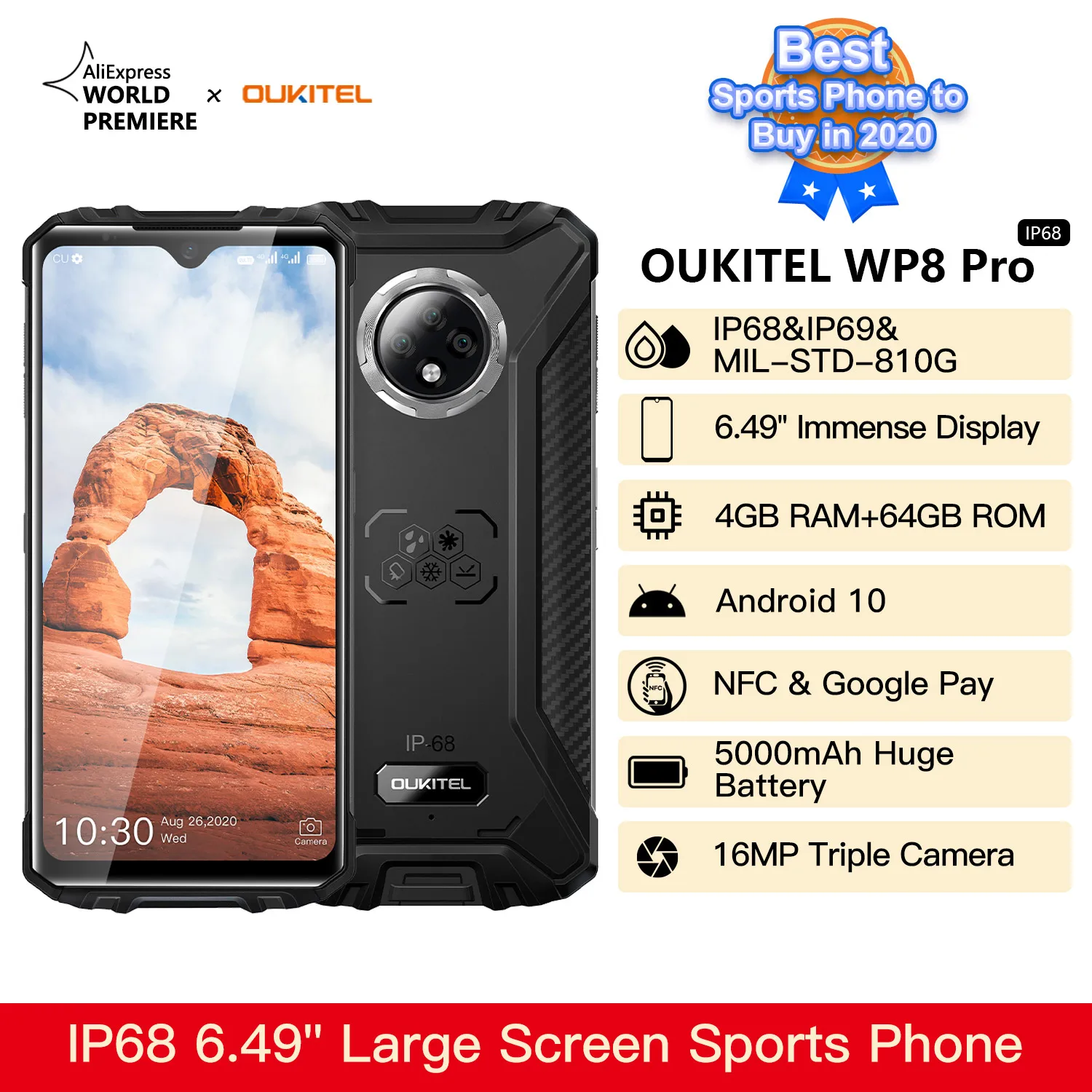OUKITEL WP8 Pro NFC Android 10 IP68 Rugged Sports