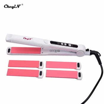 

Professional Hair Flat Iron Ceramic Corrugated Iron Hair Straightener Crimper Curler Curling Straightening Iron LED Display 43