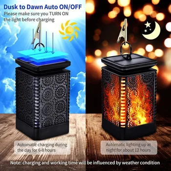 

Retro solar outdoor light led flame flickering lamp Waterproof Garden decoration landscape Chandelier
