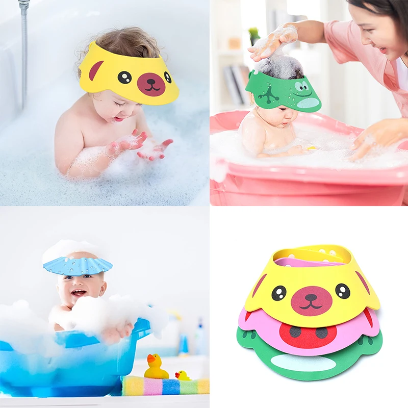 Los niños del bebé de bebé gorra de ducha de baño de ducha sombrero baño Visor de baño Baño lavado sombrero de protección de pelo de proteger los ojos del pelo