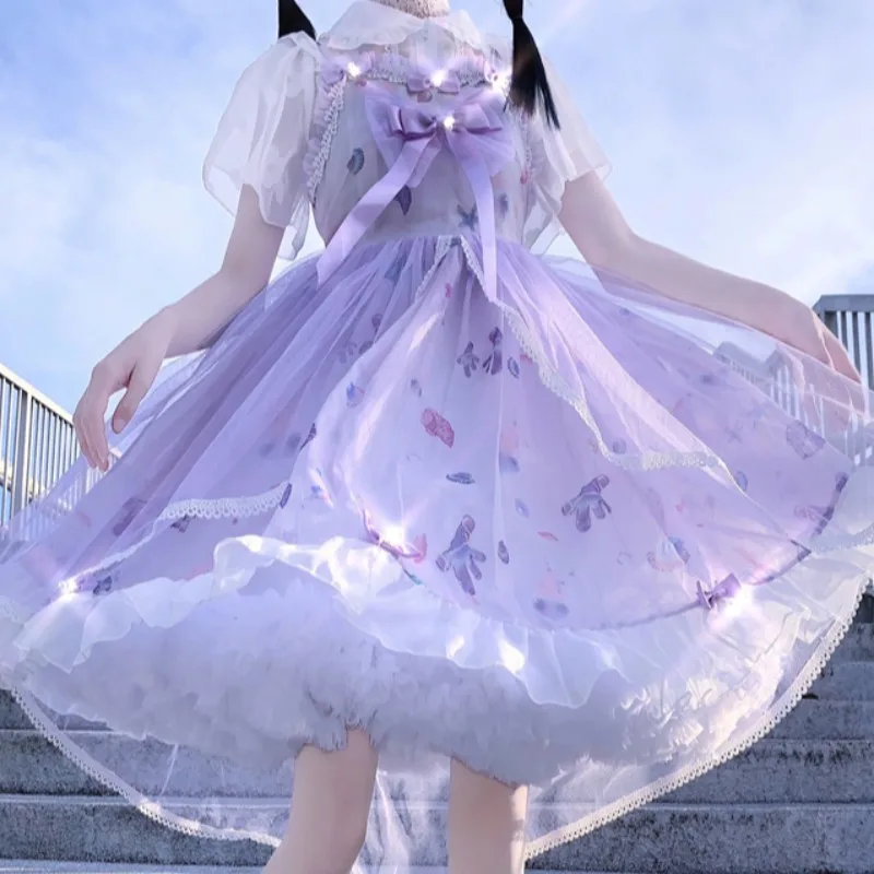 Японское милое платье Kawaii Lolita Sweet Sister с мягким бантом супер фея Jsk Слинг для