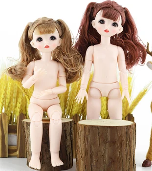 30CM Girl BJD Nude Body Bjd Doll 22 Joints Moveable Body Dolls Accessories 3D Eyes Nude Body Toy DIY Long Hair Doll Girls Toys 1