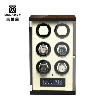 

Automatic Watch Winder Box 6 Slots Mechanical Display Wooden Watch Accessories With Silent Motor And Plug