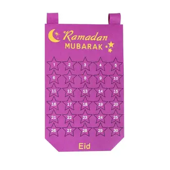 

EID Ramadan Decor Blue Pink Felt Calendar Islam Muslim Party EID Kareem Ramadan Festival Mubarak Hanging Happy DIY Decor Y5W5