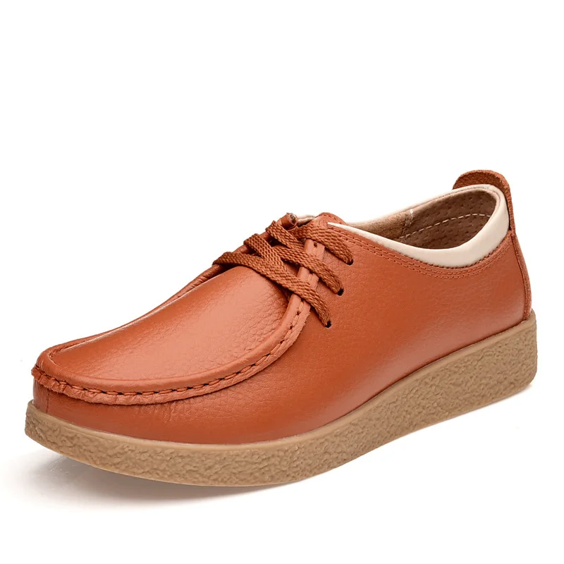 

Spring And Autumn New Style Genuine Leather Lace-up Korean-style Flat Heel Shoes Rubber Sole Casual WOMEN'S Shoes
