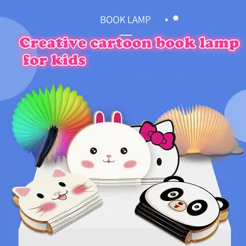 

7colors animal cartoon led book lamp pig cat panda frog owl pumpkin rabbit portable folding kids Sleep Mini feeding Night Light