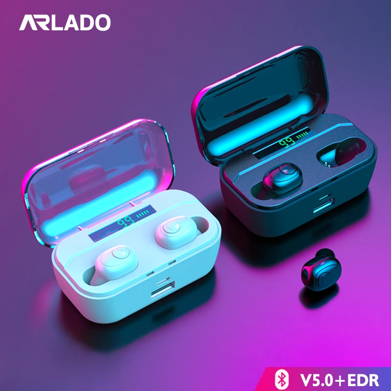 Скидка Arlado TWS G6S беспроводные Bluetooth наушники водонепроницаемые наушники Спортивная гарнитура с 2200 мАч зарядная коробка поддержка беспроводной зар...