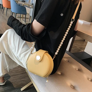 

Pearl strap PU leather chain design messenger bag 2020 ladies small chain handbag small bag handbag lady famous brand evening ba