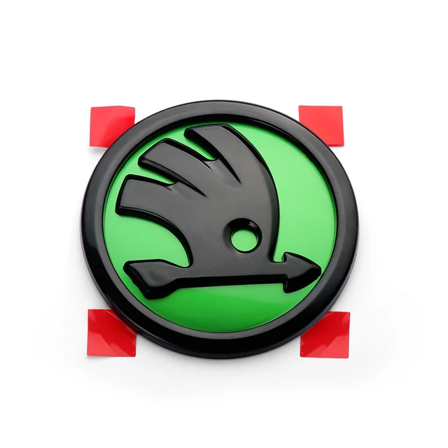 80/90mm Car Emblem ABS Front Hood Bonnet Rear Trunk Decor Sticker For Skoda Yeti Fabia Octavia 3 2 Kodiaq Karoq Rapid Yeti A5 A7 green-90mm
