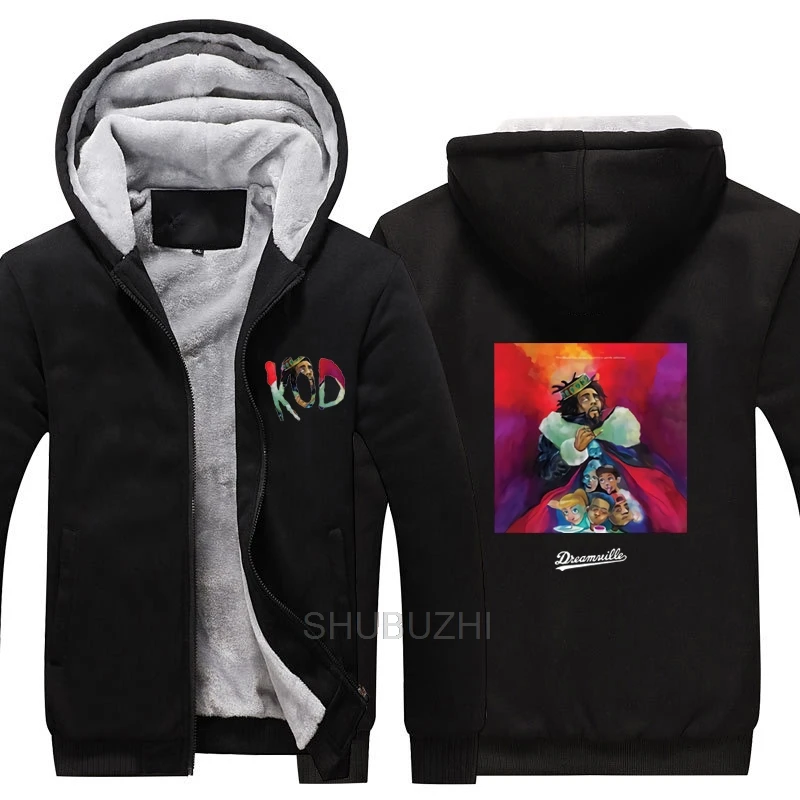 J Cole утепленная толстовка King Cole Dreamville теплая толстовка в стиле хип-хоп KOD зимняя теплая флисовая толстовка на молнии - Цвет: same as picture