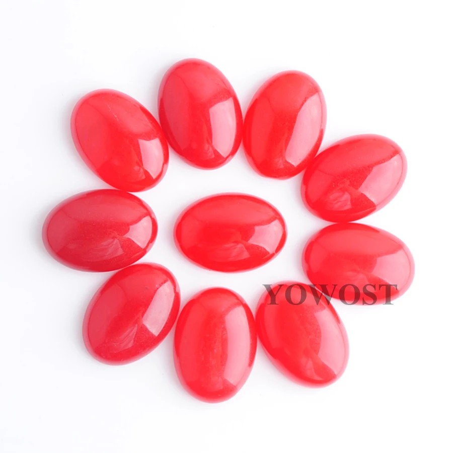 YOWOST Jades rojo gemas ovaladas cabujón taxi No hoyo 18x25x7mm para la