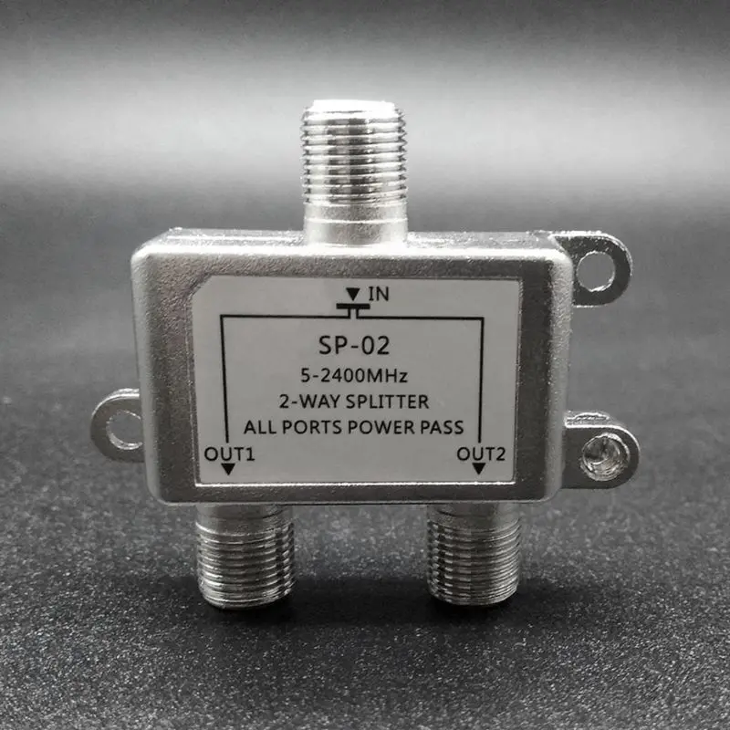 5-2400MHz 2 Way Digital Coax Cable Splitter Bi-Direction Satellite TV Signal Receiver Connector for SATV/CATV