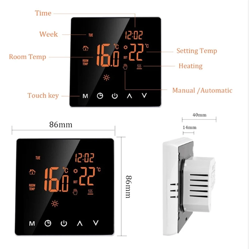 Электрическое Напольное отопление комнатное нажатие на экран термостат теплый пол система отопления терморегулятор 220 В регулятор