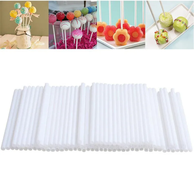 100 pcs Sucker Sticks Chocolate Cake Lollipop Lolly Candy Sugar Sweet Pole Making Mould White DIY Baking Tools | Дом и сад