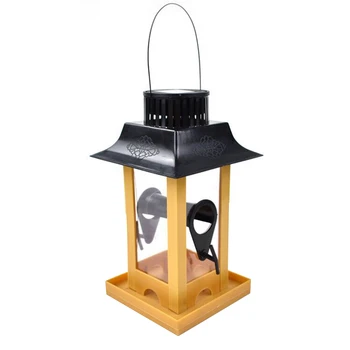 

Lantern Design Large Capacity Detachable Bird Feeder Plastic Feeding Station Squirrel Proof Solar Light Hanging Waterproof PVC
