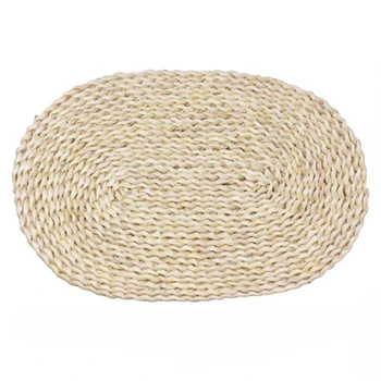 

5 PCS, Corn Straw Woven Placemats Oval Rattan Placemats Braided Dining Table Mats Natural Handmade Table Placemat