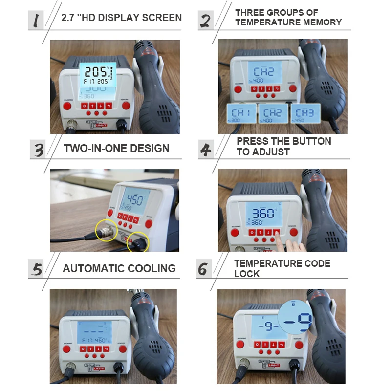 US $101.11 Welding Machine 60w 90w Soldering Station Adjustable Electric Iron Steel LCD Display Constant Temperature With Hot Air Gun