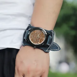 Jessinsghow reloj deportivo de lujo para hombres, pulsera de cuarzo con esfera grande, de cuero ancho, estilo Punk, regalo, nuevo, 2021