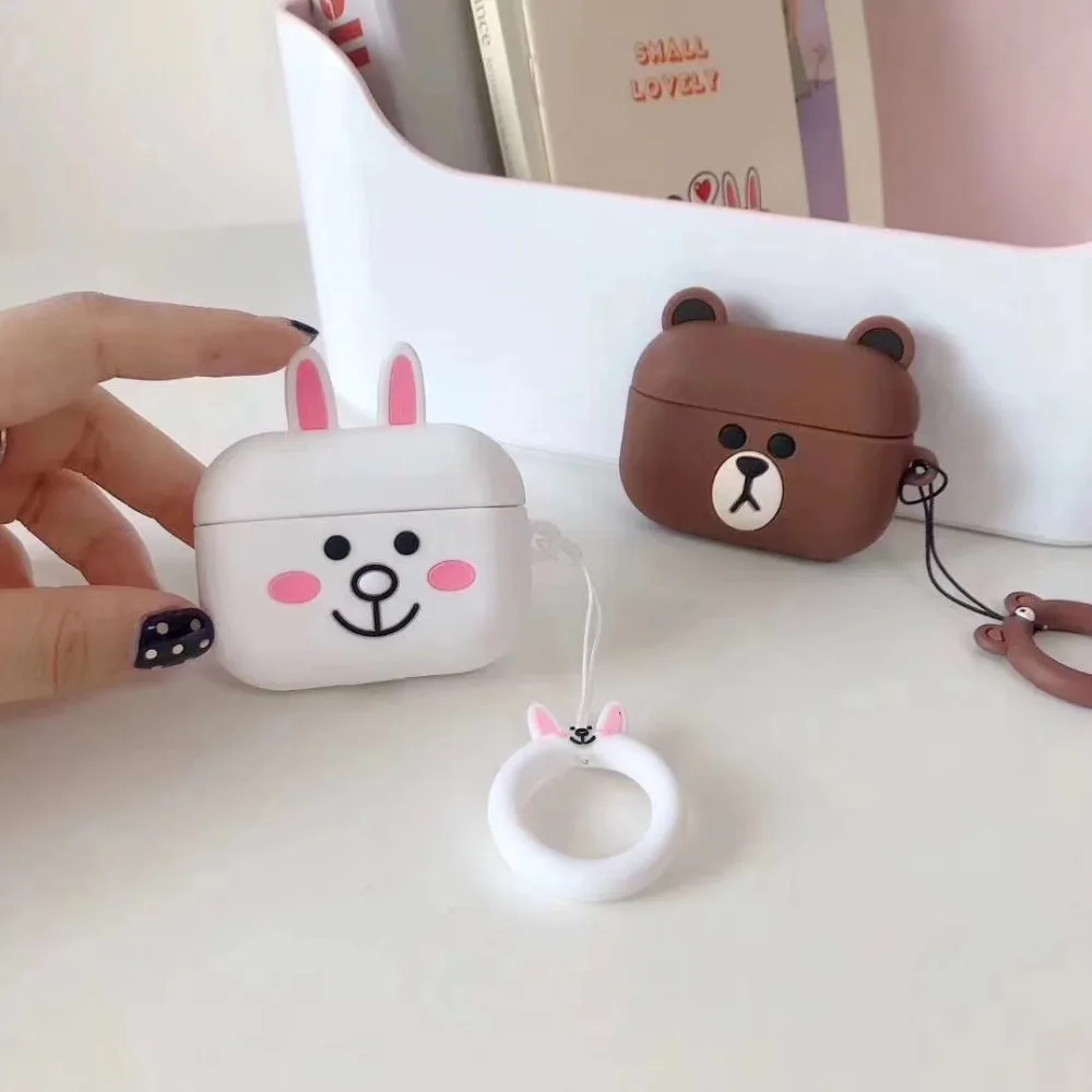 Прекрасный чехол-кролик, защитный чехол для Apple Airpods pro, Bluetooth наушники, мягкий силиконовый чехол для Airpods 3, чехол, милый медведь