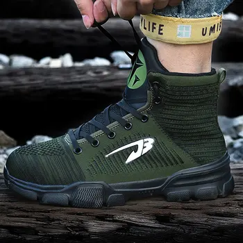

Fashion Mens Work Shoes Anti-Slip Lace-up High Top Streetwear for Fall Winter Spring Men's Winter Steel Toe Cap Safety Shoes Men