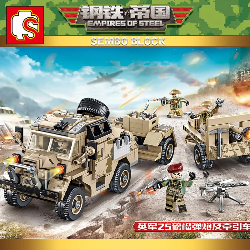 New 464pcs WW2 Tank Series British Howitzer Tractor Building Blocks Model Bricks Compatible Legoing