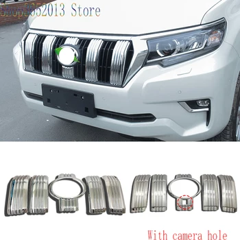 

For Toyota Prado FJ150 ABS Chrome Front Center Grille Grill Cover Trim Decorative stickers Car Styling Accessories 5pcs