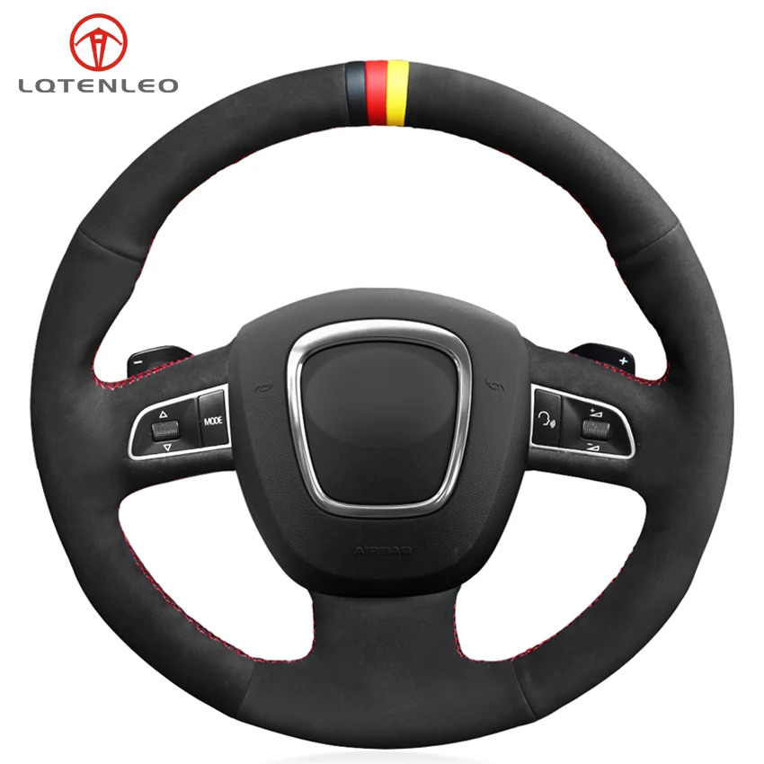 LQTENLEO Black Suede DIY Car Steering Wheel Cover for Audi A3 2006 2013
