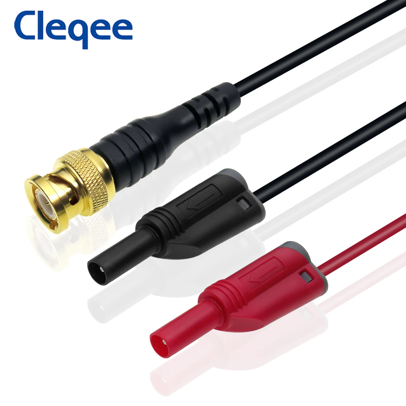 Cleqee P1064 Vergulde Puur Koperen Bnc Naar Dual 4Mm Stapelbaar Gehuld Banana Plug Test Lead Oscilloscoop Kabel 120Cm