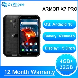NFC Android 10 IP69K IP68 ударопрочные мобильные телефоны 4 ГБ 32 ГБ GPS сотовый телефон 4000 мАч 4G Прочный смартфон Ulefone Armor X7 Pro