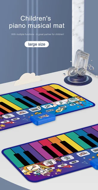 179x72cm grande piano musical jogando esteira 24 teclas piso teclado  instrumento tapete multifunções jogo criança brinquedo educativo presente  de