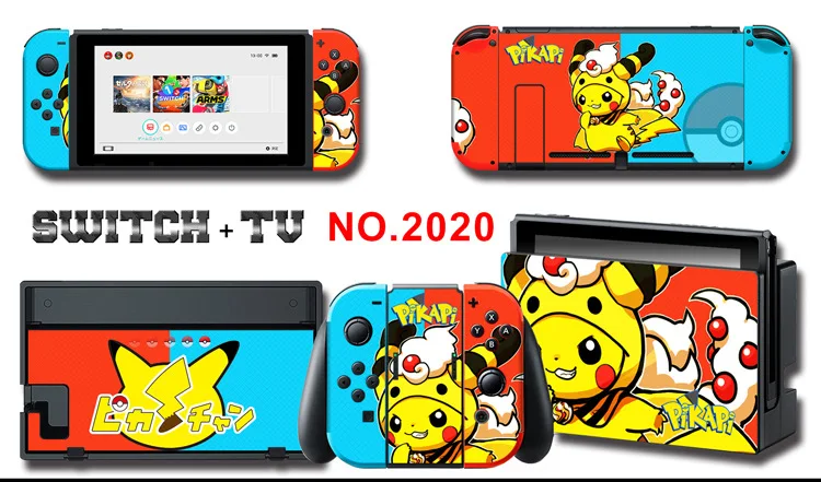 1set New Cute Anime Full Body Sticker for NS Switch Protective Cover Skin Colorful Art for Game Console Joy-Con Controller Decor