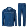 New Men Uniform Jeans Sets Clothing Long Sleeve Jacket Slim Cowboy Two Pieces Breathable Male Wear Resistant Denim Suits 5XL 3