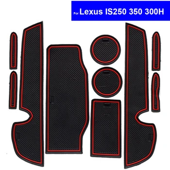 

10 Pcs Car Non-slip Door Gate Slot Mats Carpets Cup Holder Pads For Lexus IS250 350 300H 2013 2014 Door Groove Mat Free Shipping