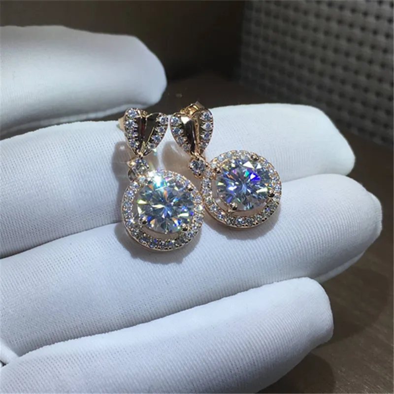 

18K Gold White 2 Carats Diamond Earring Fine Aretes Mujer Oorbellen Bijoux Femme Bizuteria Anillos Gemstone Garnet Drop Earrings