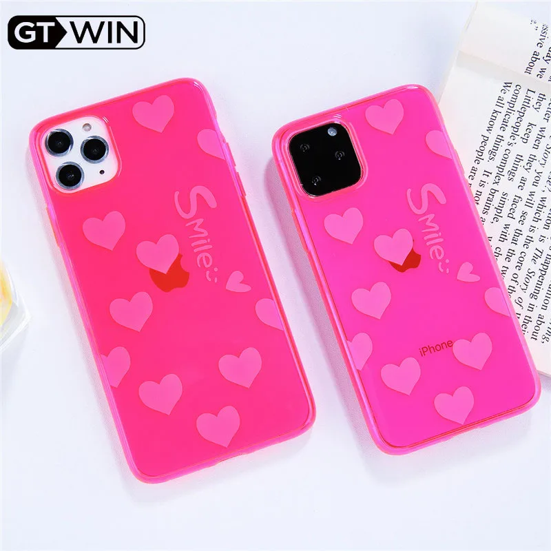 GTWIN Smile Love Heart для мобильного телефона чехлы iPhone 11 Pro Max XS XR 7 8 Plus X Световой Цвет