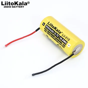 

2020 Liitokala 26650 5100mAh high Capacity Li-ion 3.7v Rechargeable Battery 20A Discharge 3.6V Power batteries + DIY Cable