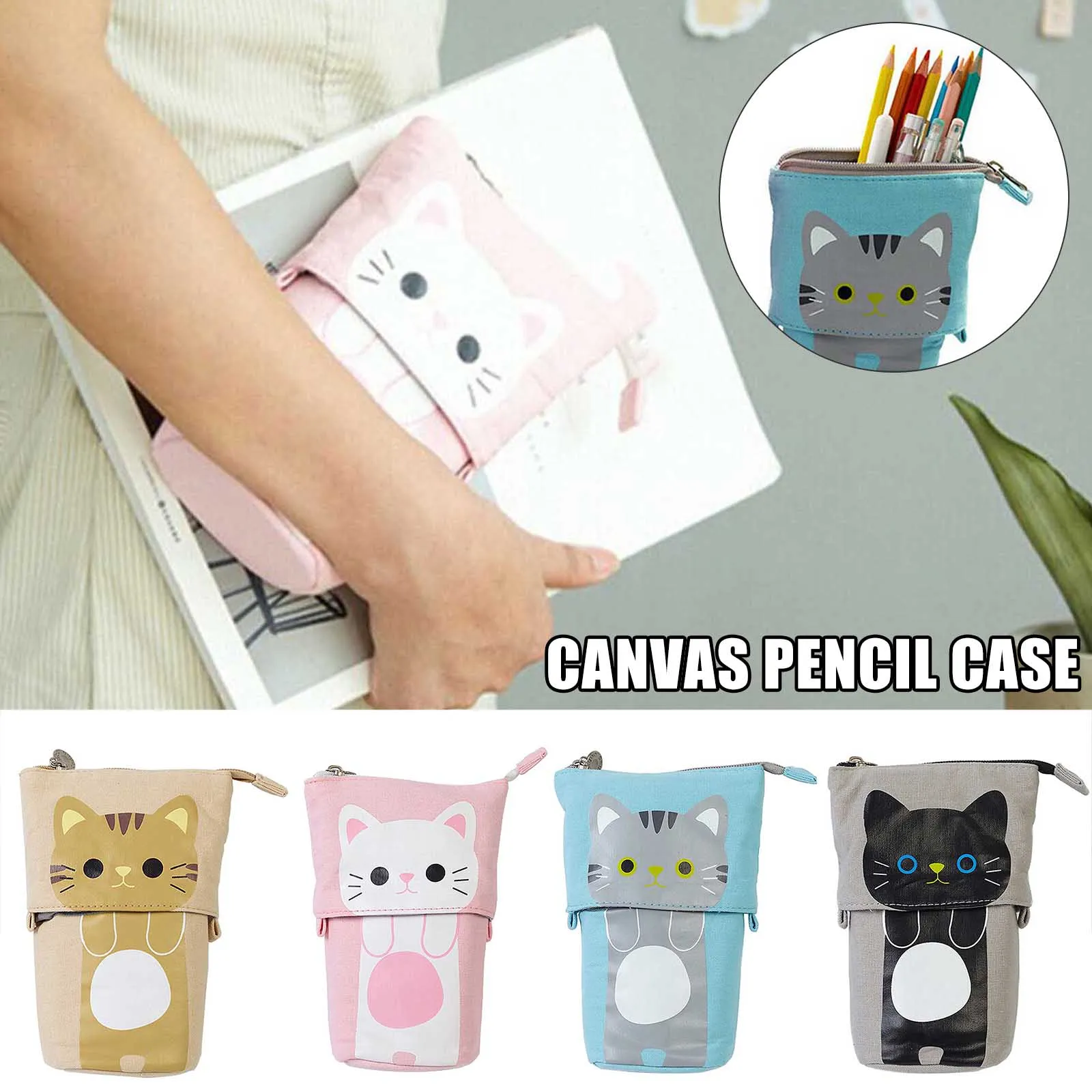 Mutifunctional Stand Up Pencil Holder Telescopic Pencil Case Storage