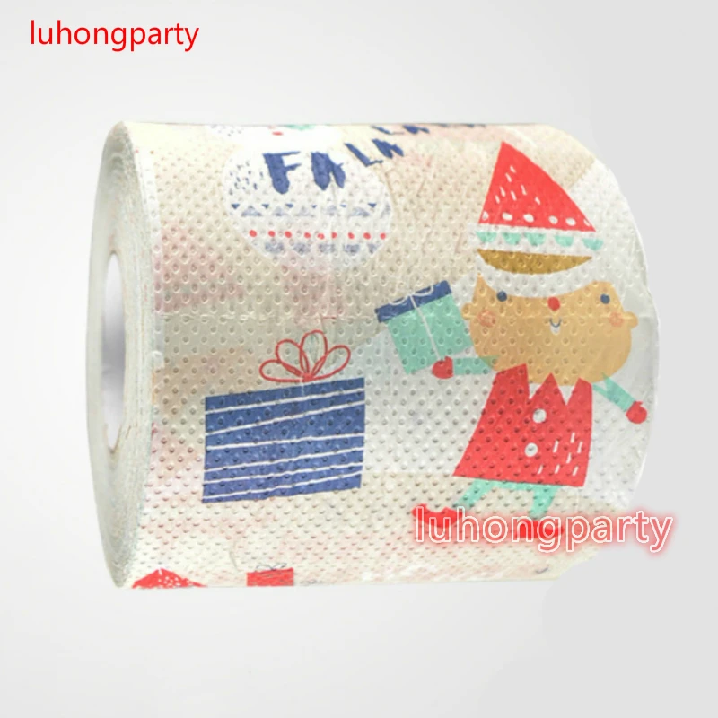 

3packs 30m/pack lovely Santa Claus Christmas napkin Roll Dollar Bill Toilet Paper Novelty Toilet Tissue Christmas Wholesale