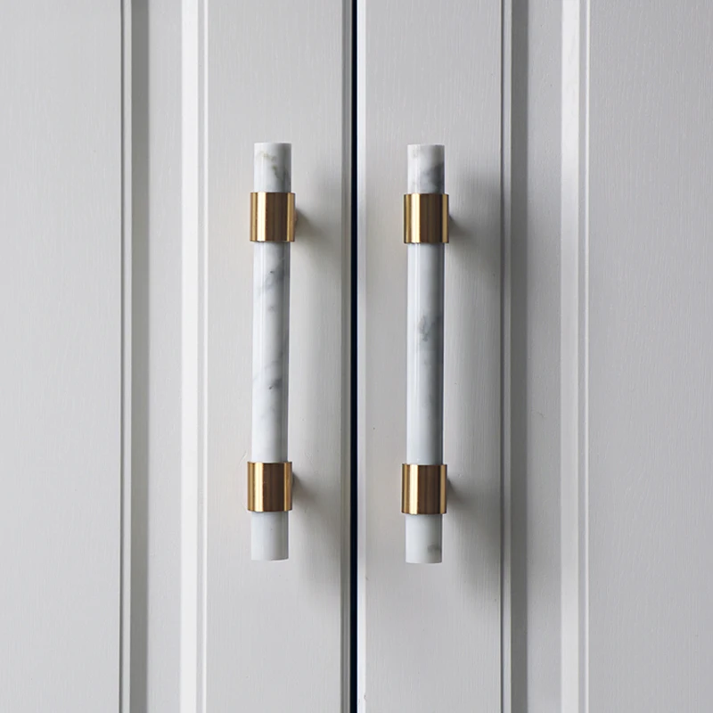

Natural Stone + Brass Knobs European T Bar Handles Drawer Pulls Kitchen Cabinet Knobs And Handles Furniture Hardware