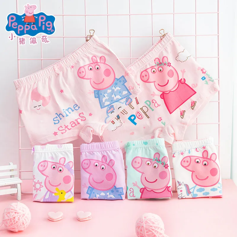 4 pièces/ensemble 2020 nouveau véritable Peppa Pig peppa george caleçon coton enfants sous-vêtements enfants en peluche anniversaire jouet de noël