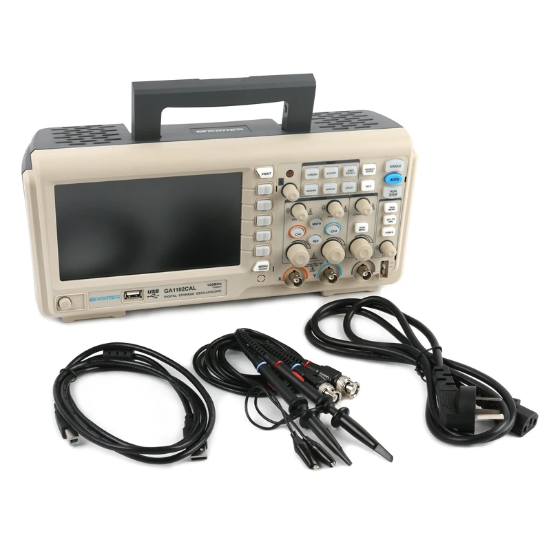 

Digital Oscilloscope GA1102CAL Portable 100MHz 2 Channels 1GSa/s Record Length 40K USB Osciloscopio Handheld Oscilloscopes