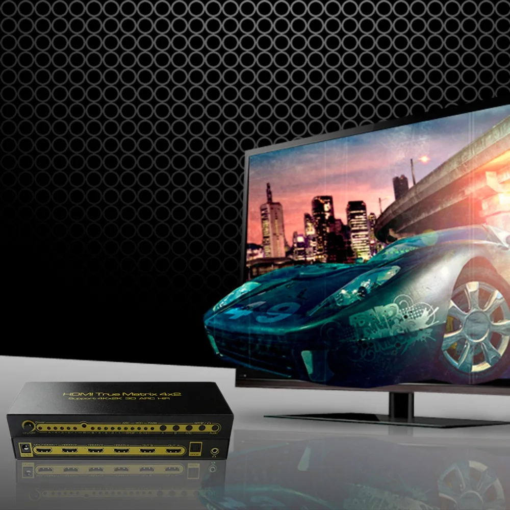 

New High Quality HDMI True HiFi 4x2 Matrix 4K X 2K 3D ARC HIFI SPDIF HDMI Splitter with Advance Audio-Video Receiver Converter